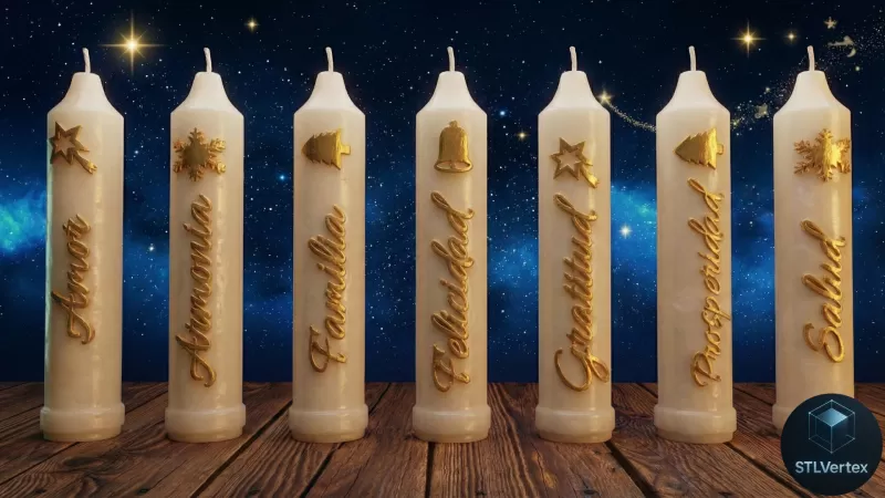 Coleccion de Velas de intención impresión 3D molde - Model preview 1