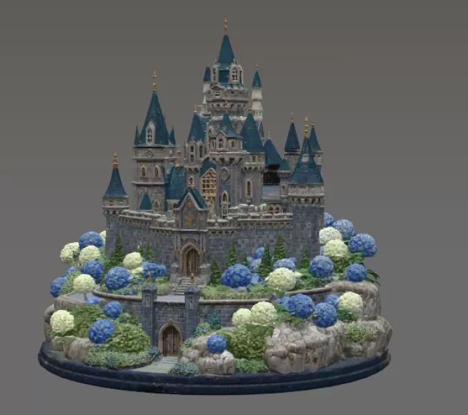 🏰 Enchanted Blue Castle STL File for 3D Print - Model preview 7