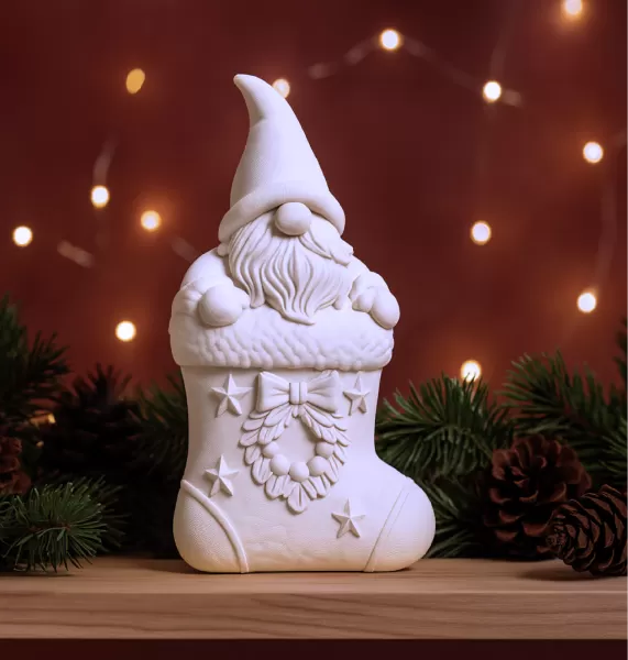 Gnome in Christmas Stocking | Adorable Holiday Ornament | Cozy - Model preview 7