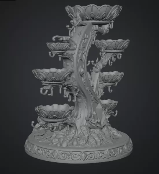 Enchanted Crystal Jewelry Tree STL File for 3D Print - Model preview 14