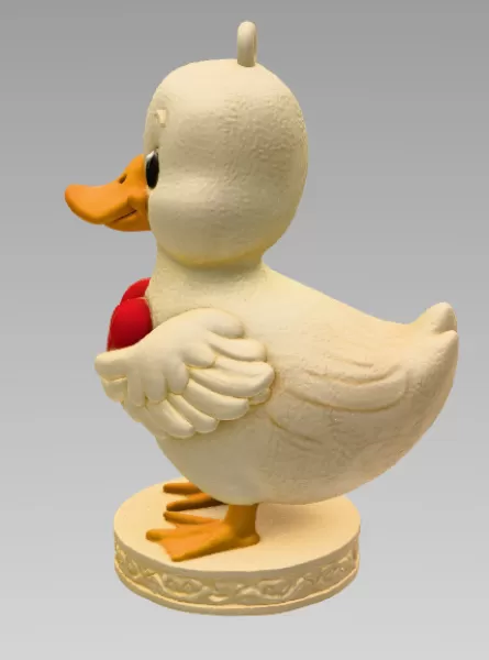 Cute Duck with Heart – 3D Printable STL File - Model preview 4