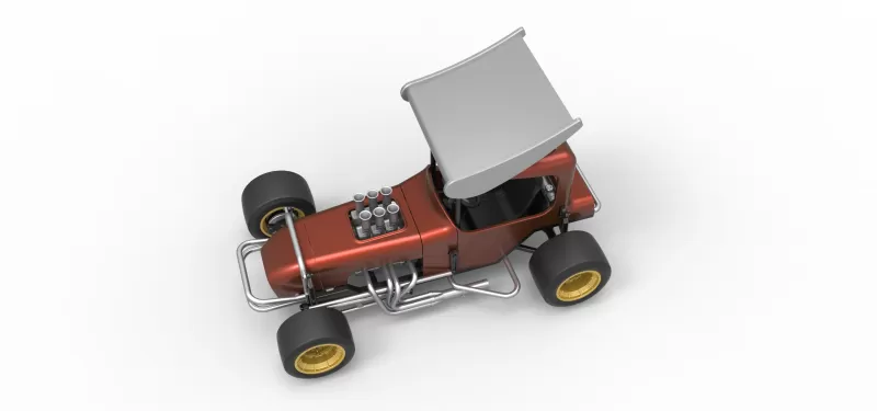 Vintage Winged Supermodified stock car Scale 1:25 - Model preview 4