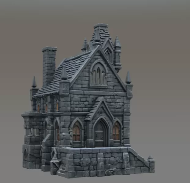 Dark Fantasy Mansion STL File for 3D Printing - Model preview 7