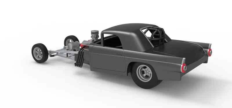 Front engine old school dragster with shell V12 Scale 1:25 - Model preview 12