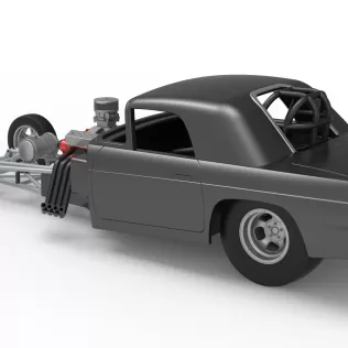 Front engine old school dragster with shell V12 Scale 1:25 - Model thumbnail 12