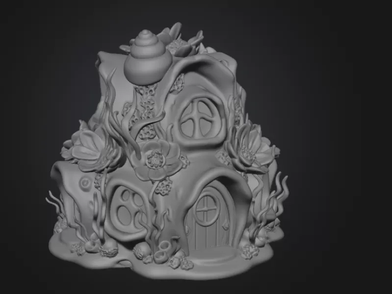 Fantasy Underwater Cottage STL File for 3D Printing - Model preview 7
