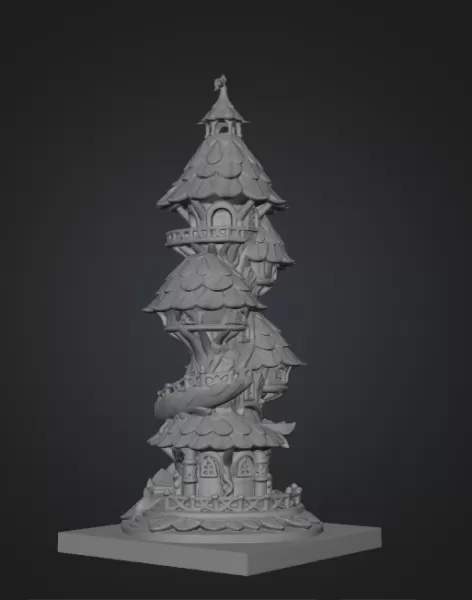 Advertising Enchanted Spiral Tree Tower STL File 3D Printable Fa - Model preview 8