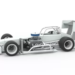 Supermodified front engine Winged race car V4 Scale 1:25 - Model thumbnail 22