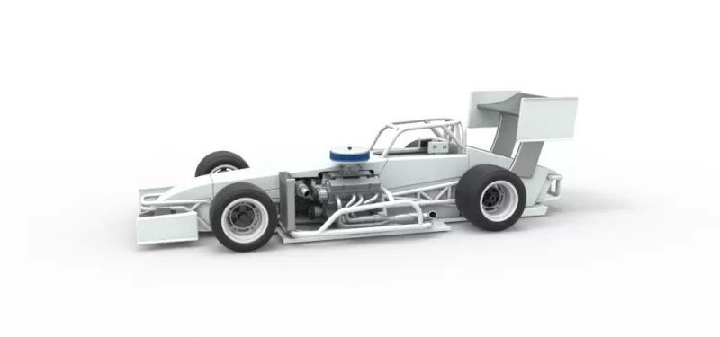 Supermodified front engine Winged race car V4 Scale 1:25 - Model preview 22
