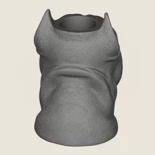 Pit Bull Dog Face Vase Print Ready 3D Model