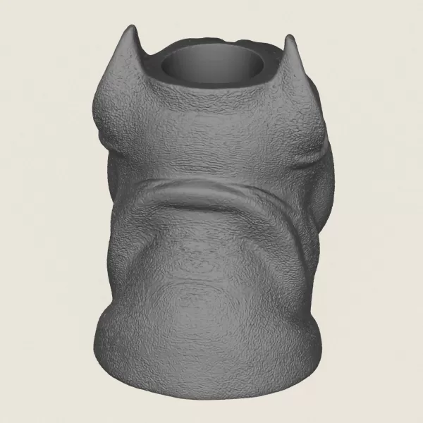 Pit Bull Dog Face Vase Print Ready 3D Model - Model preview 6