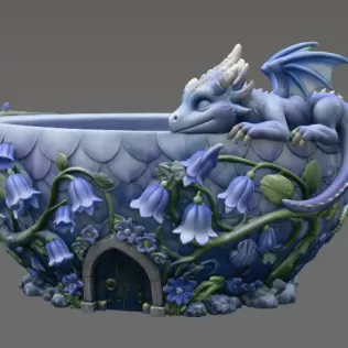 Baby Dragon Flower Bowl STL File for 3D Print - Model thumbnail 6