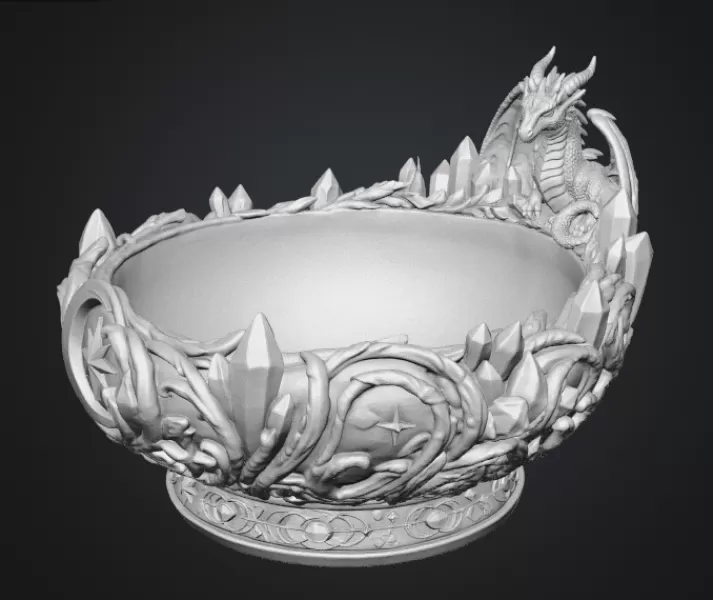 Celestial Crystal Dragon Bowl STL File for 3D Print - Model preview 15