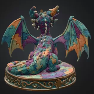 Colorful Kawaii Mosaic Dragon STL File for 3D Print - Model thumbnail 5