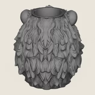 Lion Head Vase Print Ready 3D Model