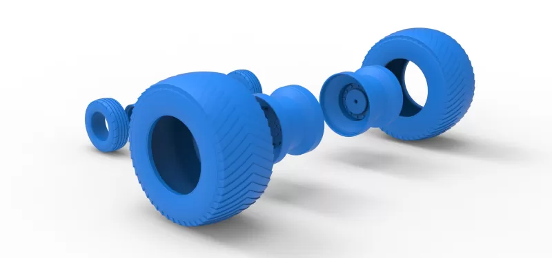 Wheel set of Pro Stock Pulling Tractor Version 3 Scale 1:25 - Model preview 11