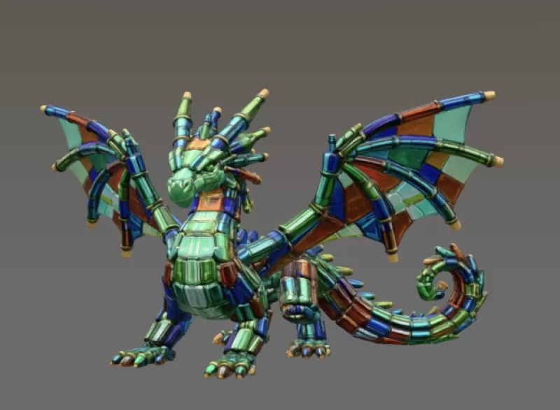 Stained Glass Dragon STL File for 3D Print - Model preview 4