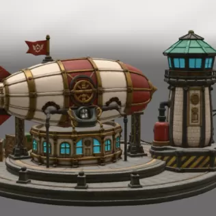 Steampunk Airship Station STL File for 3D Print - Model thumbnail 10