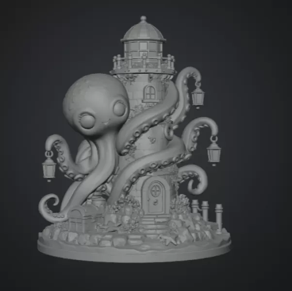 Octopus Lighthouse Keeper STL File for 3D Print - Model preview 14