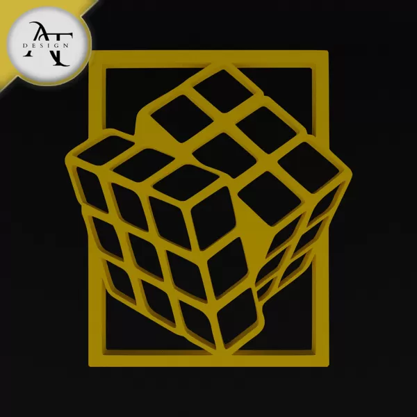 Rubik's Cube - Silhouette - 2D Wall Art Decor - Model preview 1