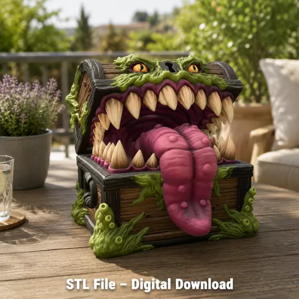 Mimic Treasure Chest Monster STL File for 3D Print - Model preview 1