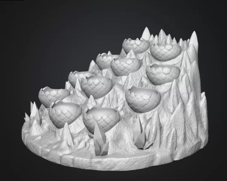 Volcanic Dragon Egg Mountain Organizer STL File for 3D Print - Model preview 13