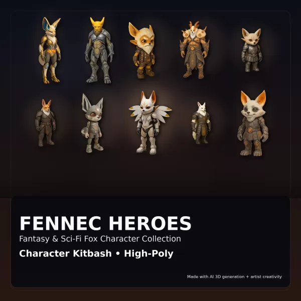 Fennec Heroes – Fantasy & Sci-Fi Fox Character Collection - Model preview 1