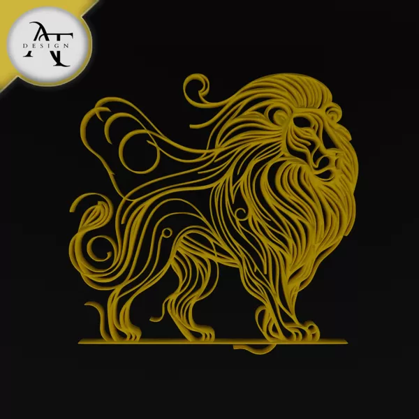 Lion - Line Art - 2D Wall Art Decor - Model preview 1