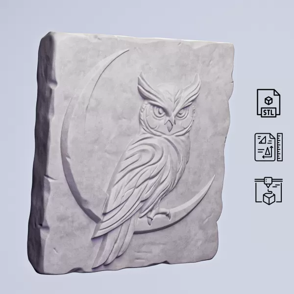 Owl Stone Relief #RoZ - Model preview 8