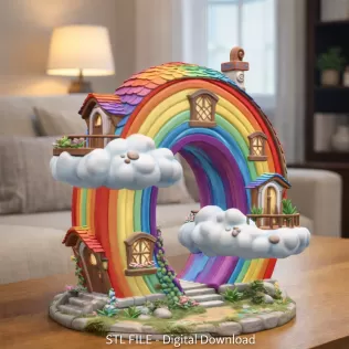 Rainbow Fantasy House STL File for 3D Printing - Model thumbnail 2