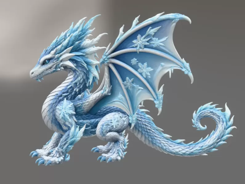 Winter Frost Dragon STL File for 3D Print - Model preview 7
