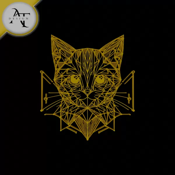 Cat - Geometric - 2D Wall Art Decor - Model preview 1