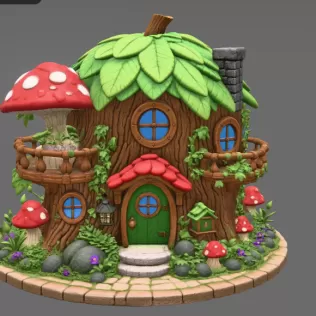 Enchanted Tree House Cottage STL File for 3D Print - Model thumbnail 5