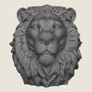 Lion Head Vase Print Ready 3D Model - Model thumbnail 3