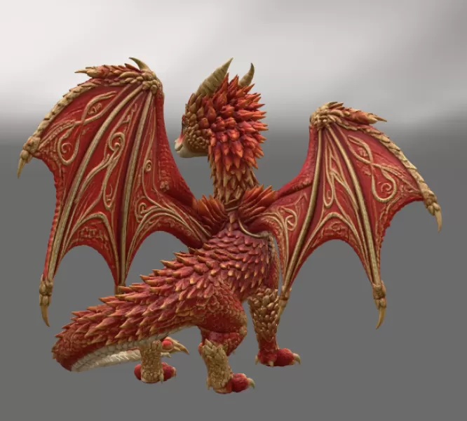 Royal Crimson Dragon STL File for 3D Print - Model preview 7