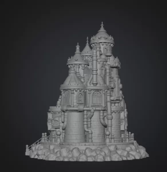 Steampunk Fantasy Castle STL File for 3D Printing - Model preview 9