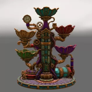 Steampunk Lotus Jewelry Organizer STL File for 3D Print - Model thumbnail 12