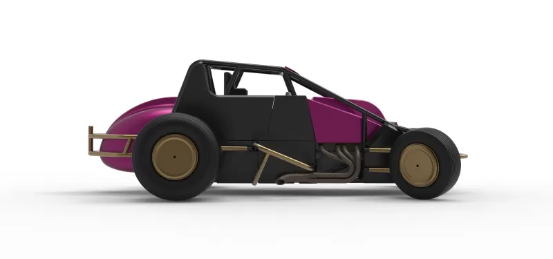 Dirt Silver Crown Car while turning Scale 1:25 - Model preview 22