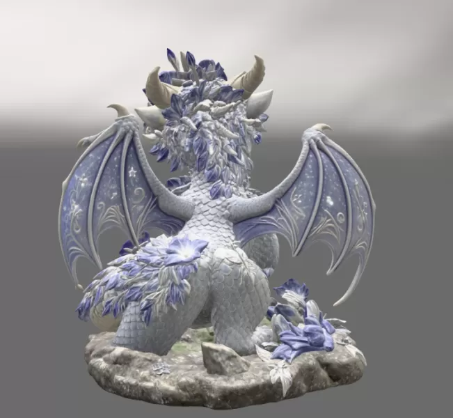 Cute Moonlight Dragon with Crystal Orb STL File for 3D Print - Model preview 7