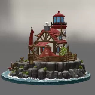 🌊 Lighthouse Harbor House STL File for 3D Print - Model thumbnail 9