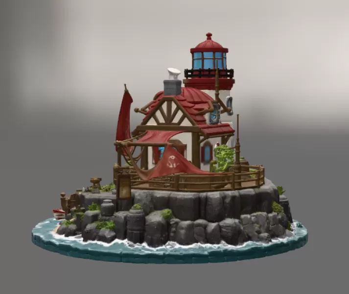 🌊 Lighthouse Harbor House STL File for 3D Print - Model preview 9