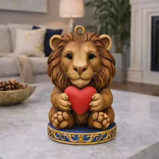 Cute Lion with Heart – 3D Printable STL File - Model thumbnail 2