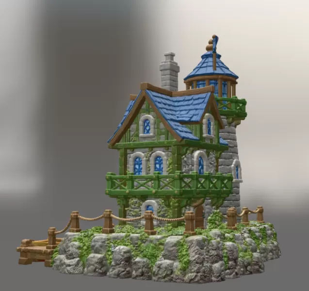 Coastal Lighthouse Cottage STL File for 3D Print - Model preview 9