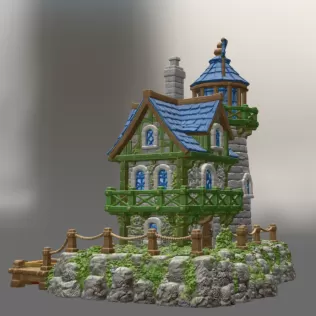 Coastal Lighthouse Cottage STL File for 3D Print - Model thumbnail 9