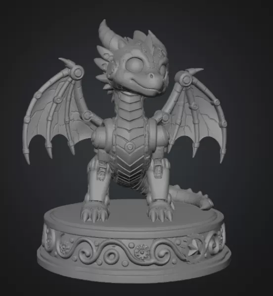 Mechanical Fantasy Dragon STL for 3D Printing - Model preview 12
