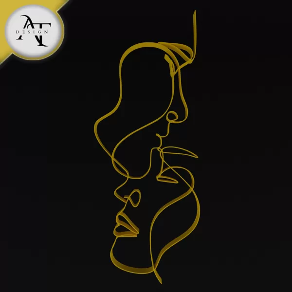Couple Love - Line Art - 2D Wall Art Decor - Model preview 1