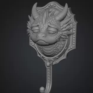 Grumpy Dragon Wall Hook STL File for 3D Print - Model thumbnail 8
