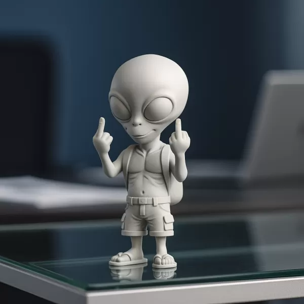 Funny Alien Figure | Middle Finger Alien Statue | Rude Sci-Fi - Model preview 8