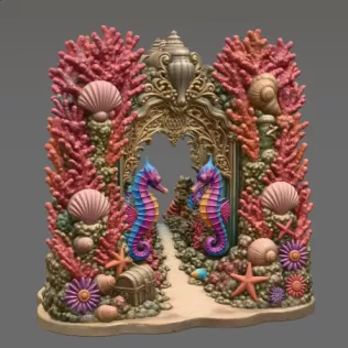 Coral Seahorse Fantasy Gateway STL File for 3D Print - Model thumbnail 10