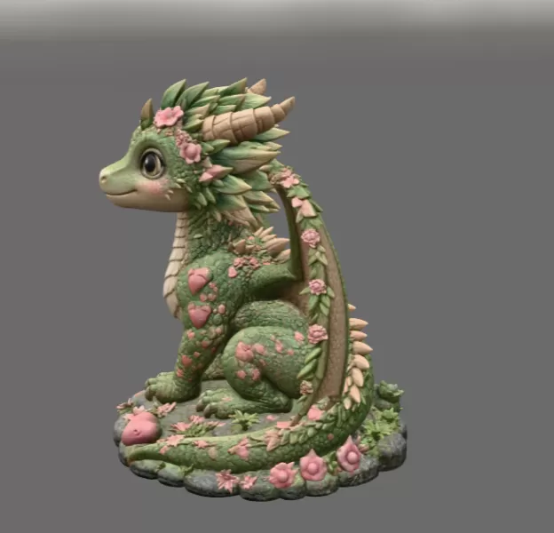 Blossom Heart Dragon STL File for 3D Print - Model preview 4